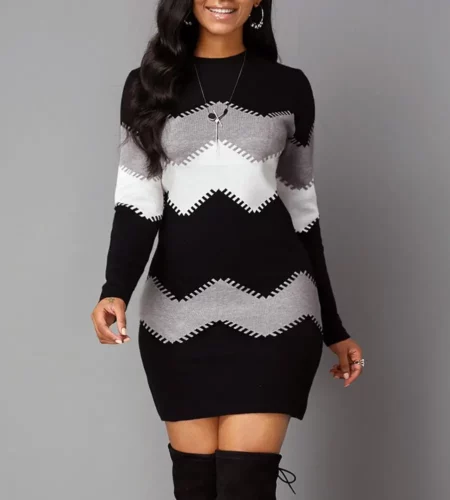 Colorblock-Dress-Elegant-Striped-Knitted-Mini-Dress-for-Women-Slim-Fit-Above-Knee-Length-Long-Sleeve-2